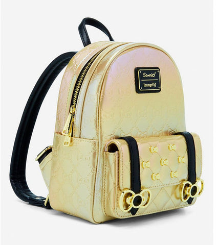 Loungefly Sanrio Hello Kitty Gold Bows Metallic Mini Backpack New with Tags